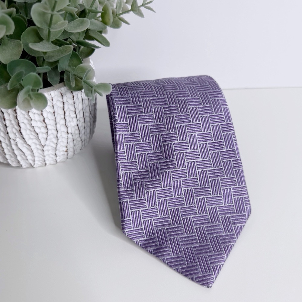 NWOT Paul Fredrick Mens Silk Necktie Purple 3 3/4" X 58" Workwear‎ Preppy Office